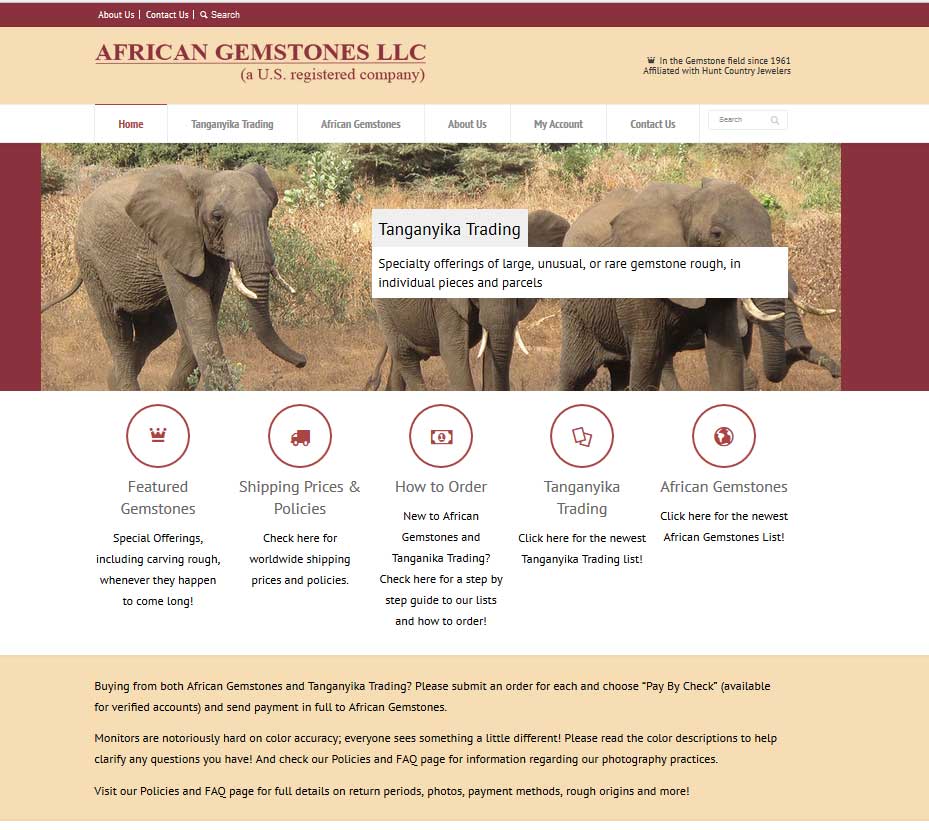 unique website design - african gemstones